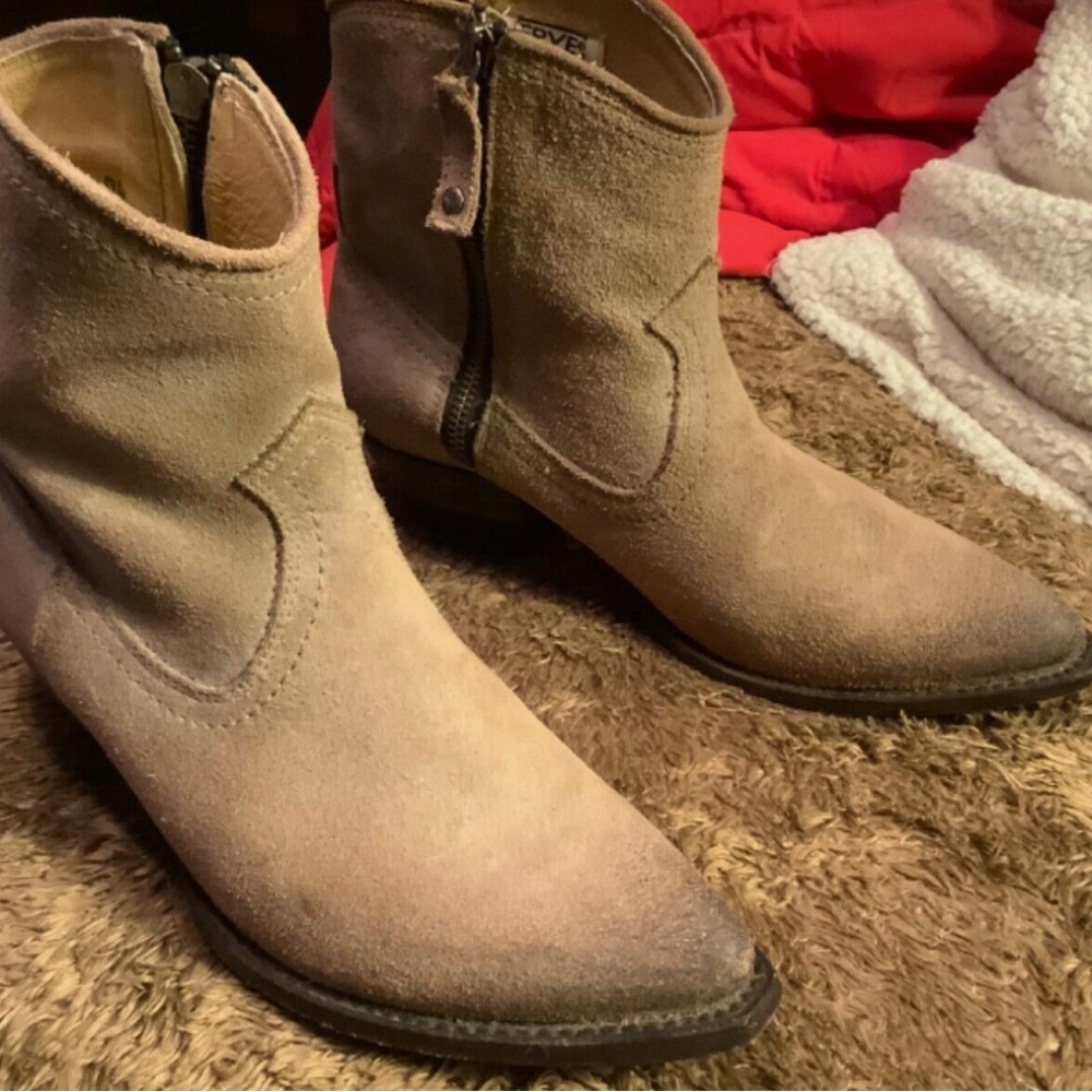 Frye  suede ankle boots with zipper, EUC